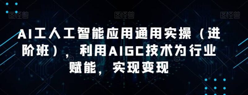 AI人工智能应用通用实操进阶班：利用AIGC技术赋能行业与变现 - 外贸课程-外贸课程