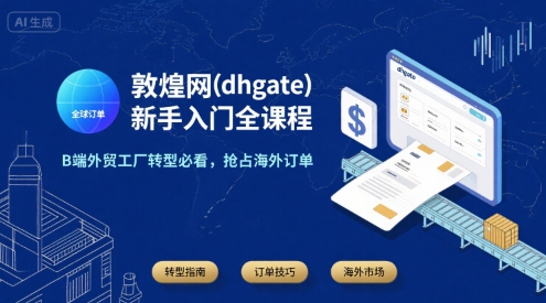 敦煌网新手入门全课程：B端外贸工厂转型抢占海外订单-外贸课程